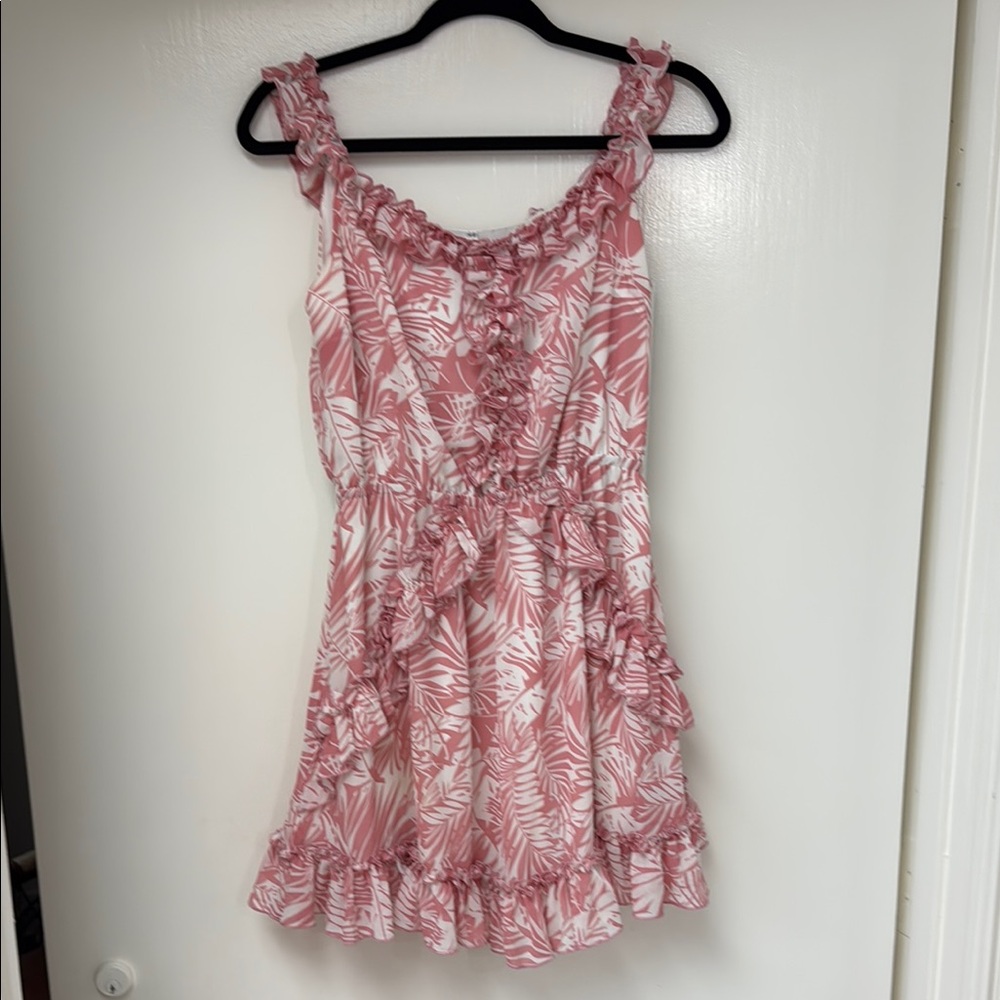 Pink Ruffle Sleeveless Dress